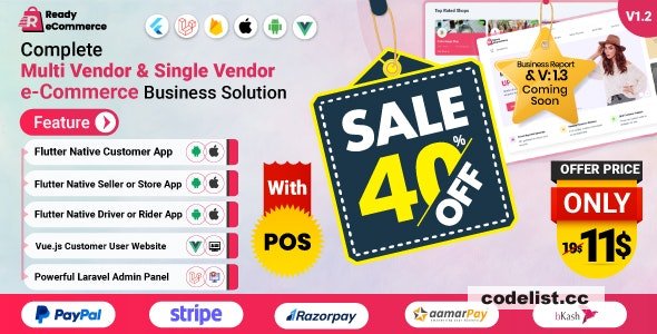 Ready ecommerce v3.4.0 - Complete Multi Vendor e-Commerce Mobile App, Customer Website with Store POS » Premium Scripts, Plugins & Mobile