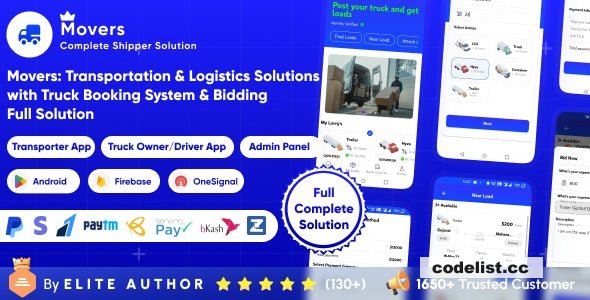 Movers v1.1 - Online Load, Truck Booking & Lorry, Bid, Cargo, Logistics Transport Services Full Solution » Premium Scripts, Plugins & Mobile