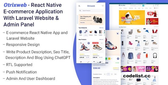 Otrixweb v1.3.0 - React Native Ecommerce Application With Laravel Website » Premium Scripts, Plugins & Mobile