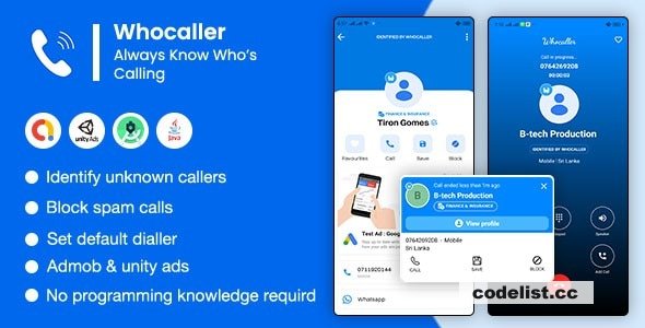 Whocaller Caller v1.0 - ID & Spam Blocker » Premium Scripts, Plugins & Mobile