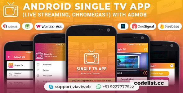 Android Single TV App (Live Streaming, Chromecast) with Admob v1.6 » Premium Scripts, Plugins & Mobile