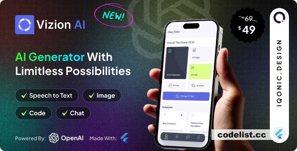 Vizion AI v2.6.0 - AI Creator App with Flutter with ChatGPT-4o &raquo; Premium Scripts, Plugins &amp; Mobile