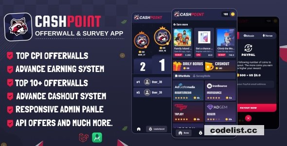 CashPoint Offers & Survay App with Admin Panel v1.8 - nulled » Premium Scripts, Plugins & Mobile