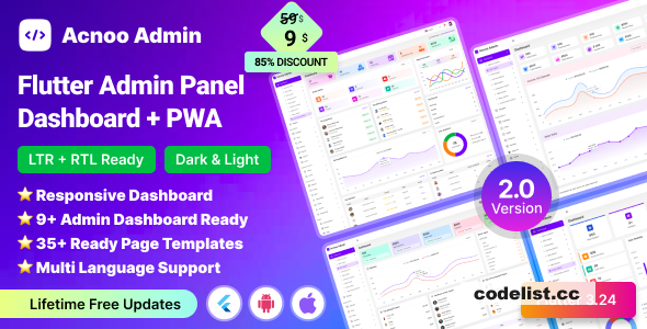 Acnoo Admin v2.0 - Flutter Admin Panel Dashboard with PWA &raquo; Premium Scripts, Plugins &amp; Mobile