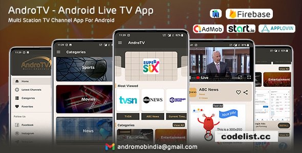 AndroTV v1.4 - Android Multiple TV Channels App (Live Streaming) » Premium Scripts, Plugins & Mobile