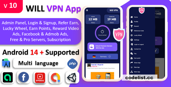 WILL VPN App v10.1 - VPN App With Admin Panel - Secure VPN & Fast VPN » Premium Scripts, Plugins & Mobile