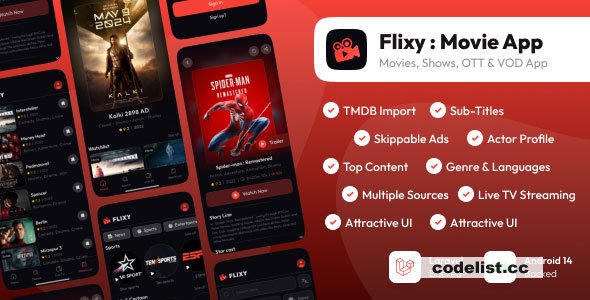 Flixy Movie App - Series,Live TV, Video Streaming App, Netflix Clone - 26 February 2025 » Premium Scripts, Plugins & Mobile