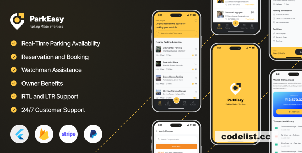 ParkEasy v1.0 - Flutter Complete Parking App - Parking spot Booking App with complete Soultion » Premium Scripts, Plugins & Mobile