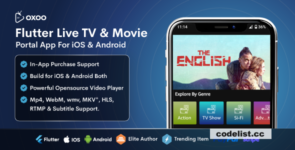 OXOO v1.2.0 - Flutter Live TV & Movie Portal App for iOS And Android » Premium Scripts, Plugins & Mobile