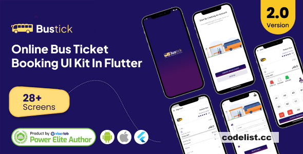 BusTick v2.0 - Online Bus Ticket Booking App UI Kit in Flutter » Premium Scripts, Plugins & Mobile