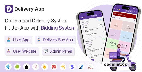 Delivery App v27.0 - On Demand Delivery System Flutter App with bidding system » Premium Scripts, Plugins & Mobile