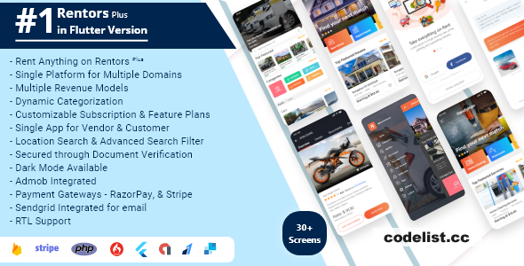 Rentors Plus v2.0 - Universal Flutter App For Renting and Hiring » Premium Scripts, Plugins & Mobile