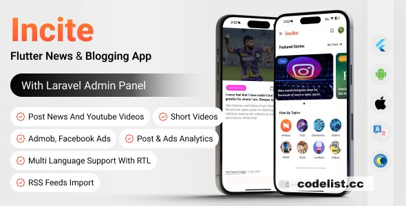 Incite News App v2.8 - Short News App Complete Solution » Premium Scripts, Plugins & Mobile