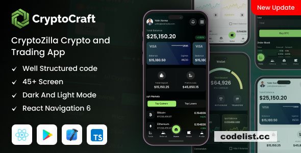 CryptoCraft v2.0 - React Native CLI Cryptocurrency Mobile App Template » Premium Scripts, Plugins & Mobile