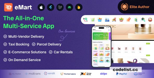 eMart v6.3 - Multivendor Food, On-demand, eCommerce, Parcel, Taxi Booking, Car Rent App with Admin & Web » Premium Scripts, Plugins & Mobile