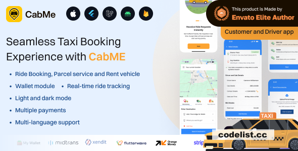 CabME v7.0 - Flutter Complete Taxi app - Taxi Booking Solution » Premium Scripts, Plugins & Mobile