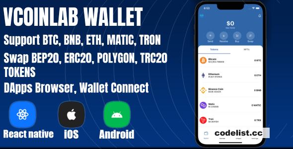 VCoinLab v1.0 - Best Crypto Wallet React Native Template » Premium Scripts, Plugins & Mobile