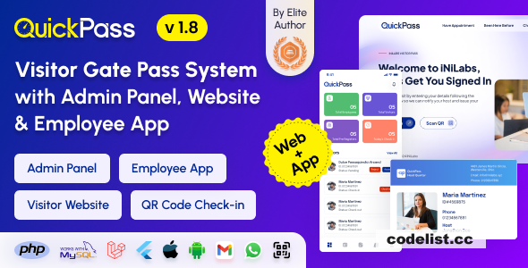 QuickPass v1.8 - Visitor Gate Pass System with Admin Panel, Website & Employee App - nulled » Premium Scripts, Plugins & Mobile