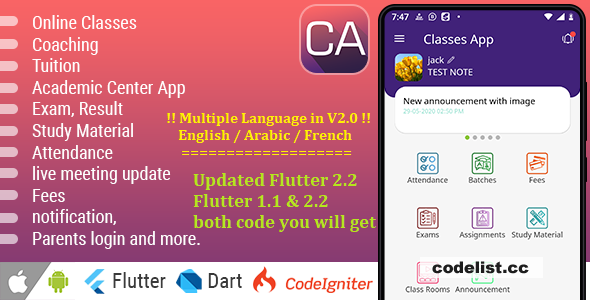 Online Classes v3.0 - Coaching, Tuition, Institute, Academic Center App - Advance App » Premium Scripts, Plugins & Mobile