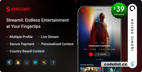 Streamit - OTT Streaming Flutter App (Add-on) v1.3.0 &raquo; Premium Scripts, Plugins &amp; Mobile