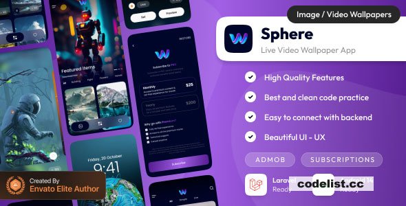 Sphere - Live Wallpaper App - Android Wallpaper app with admin panel (Laravel) - 10 march 2025 » Premium Scripts, Plugins & Mobile