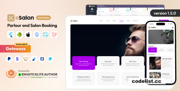 eSalon v1.5.0 - Parlour and Salon Booking Full Solution - nulled » Premium Scripts, Plugins & Mobile