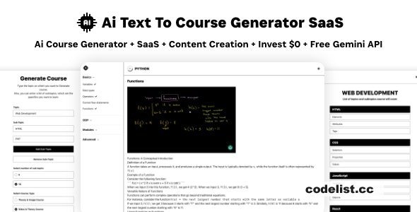 Ai Course Generator v5.0 - Text To Course SaaS Ai Video & Image Content Payment Earn Gemini React Admin