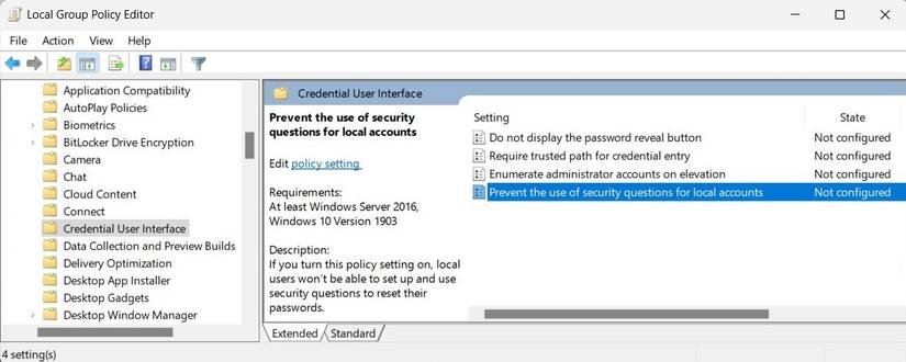 How to Disable Local Account Security Questions on Windows 11
