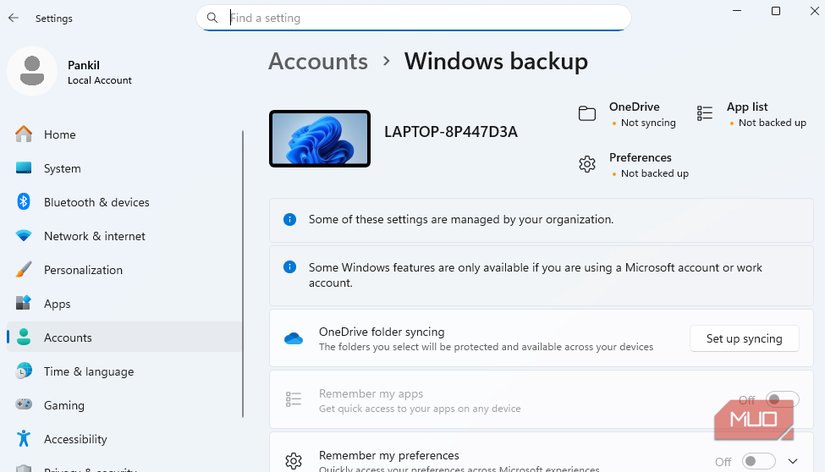 I tried using my Windows PC with a local account but it didn’t last very long