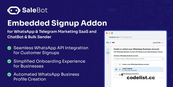 SaleBot WhatsApp Embedded Signup Addon for SaleBot v1.0.0