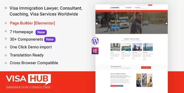 VisaHub - Immigration Consulting WordPress Theme v1.2.3