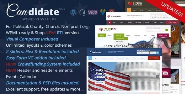 Candidate - Political/Nonprofit/Church WordPress Theme v7.3