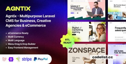 Agntix v1.1.0 - Multipurpose Laravel CMS for Business, Portfolio, Creative Agencies &amp; eCommerce